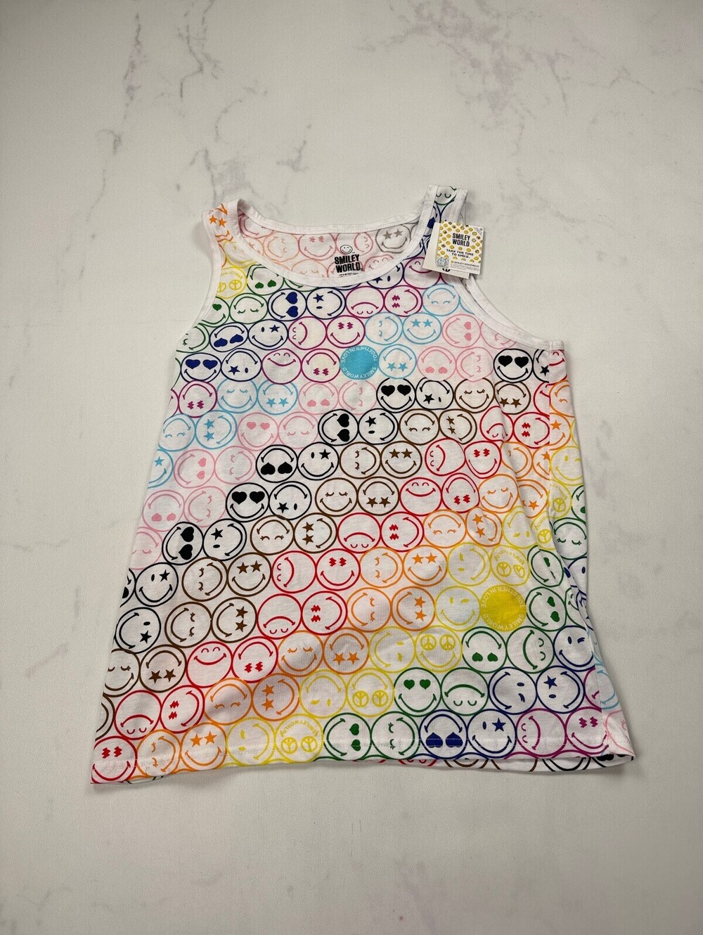 Smiley World Smiley Tank Top White Modern Graphic - Womens M